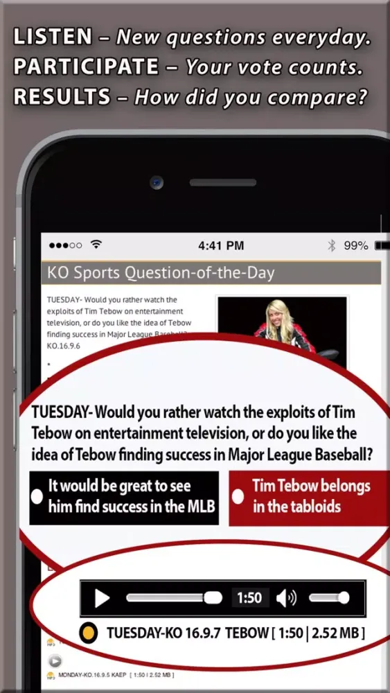 Radio Question of the Day: Sports, Food, Culture… Screenshots