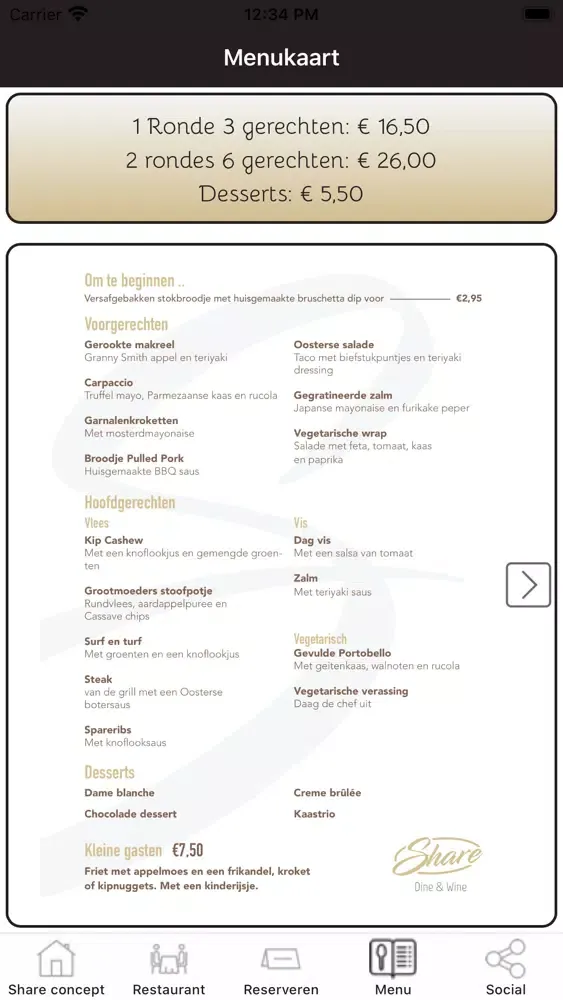 Capturas de tela do Share Dine & Wine