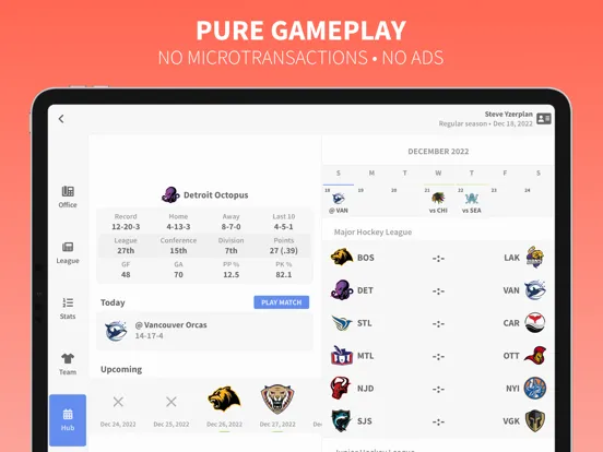 Puck Drop 2: Hockey Manager iPad 应用截图