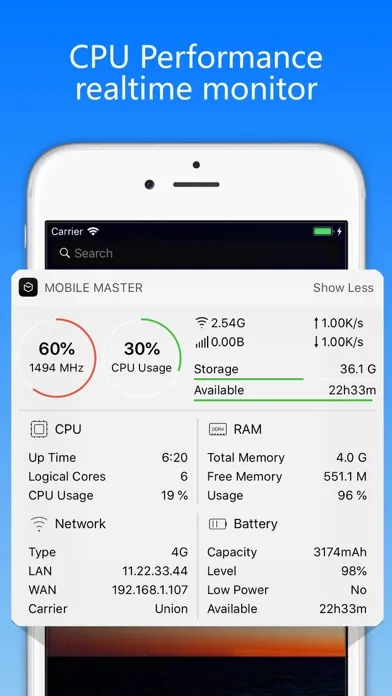 Ảnh chụp màn hình của Mobile Master-CPU Master