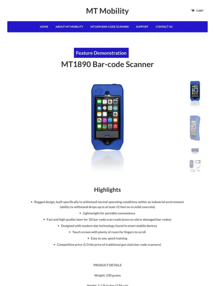 Ảnh chụp màn hình của MtMobility MobileScan iPad 