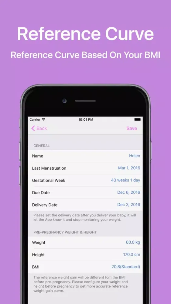 Mom Weight - Pregnancy Weight Gain Recorder Screenshots