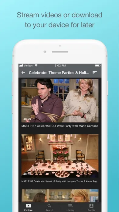 Capturas de tela do Martha Stewart TV