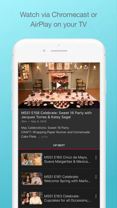 Capturas de tela do Martha Stewart TV