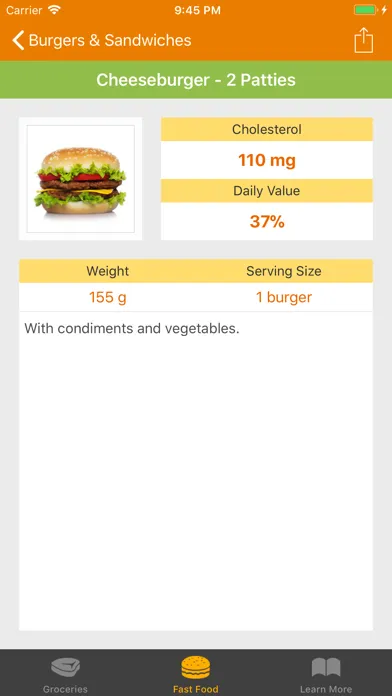 Скриншоты Cholesterol Food Reference