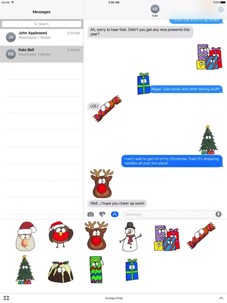 Ảnh chụp màn hình của Grumpy Xmas Stickers for Christmas iPad 