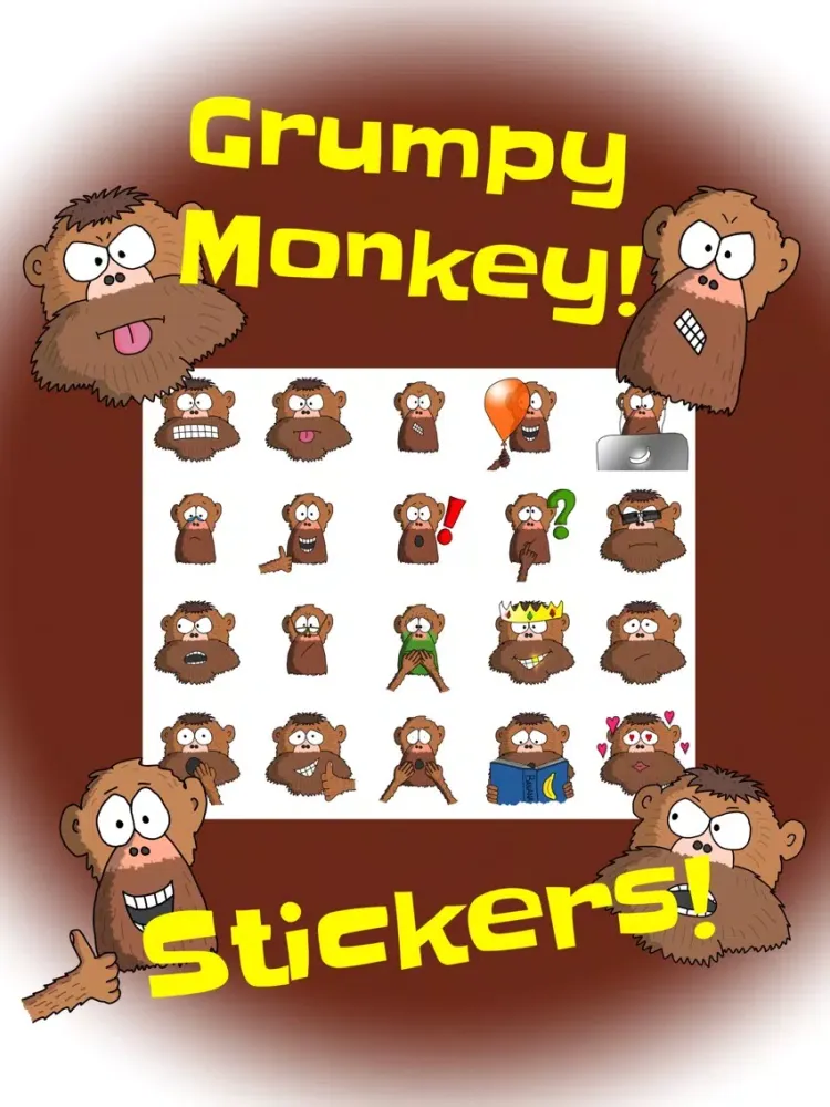 Grumpy Monkey Stickers iPad  スクリーンショット
