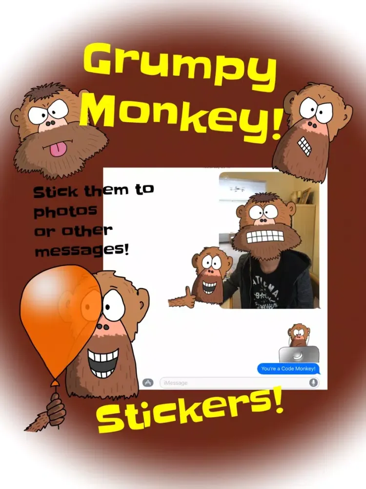 Grumpy Monkey Stickers iPad  スクリーンショット