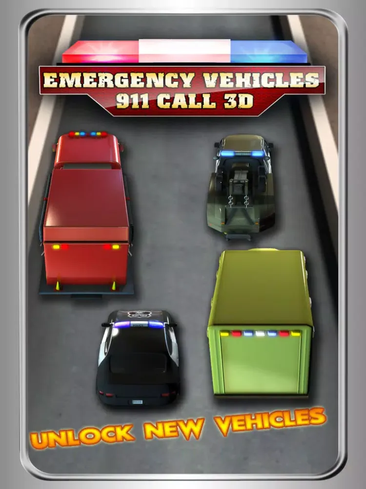 Emergency Vehicles 911 Call - The ambulance , firefighter & police crazy race - Free Edition iPad Screenshots