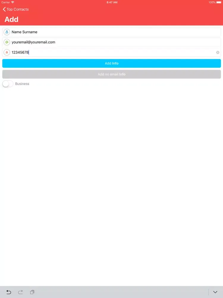 Ảnh chụp màn hình của PrefApp iPad 