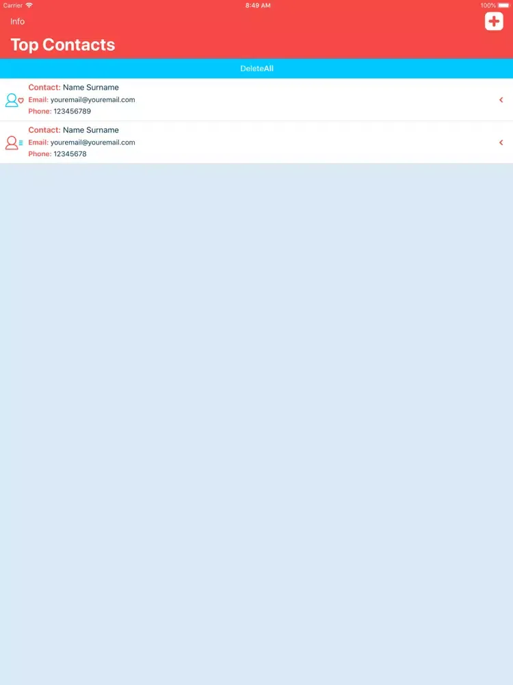 Ảnh chụp màn hình của PrefApp iPad 