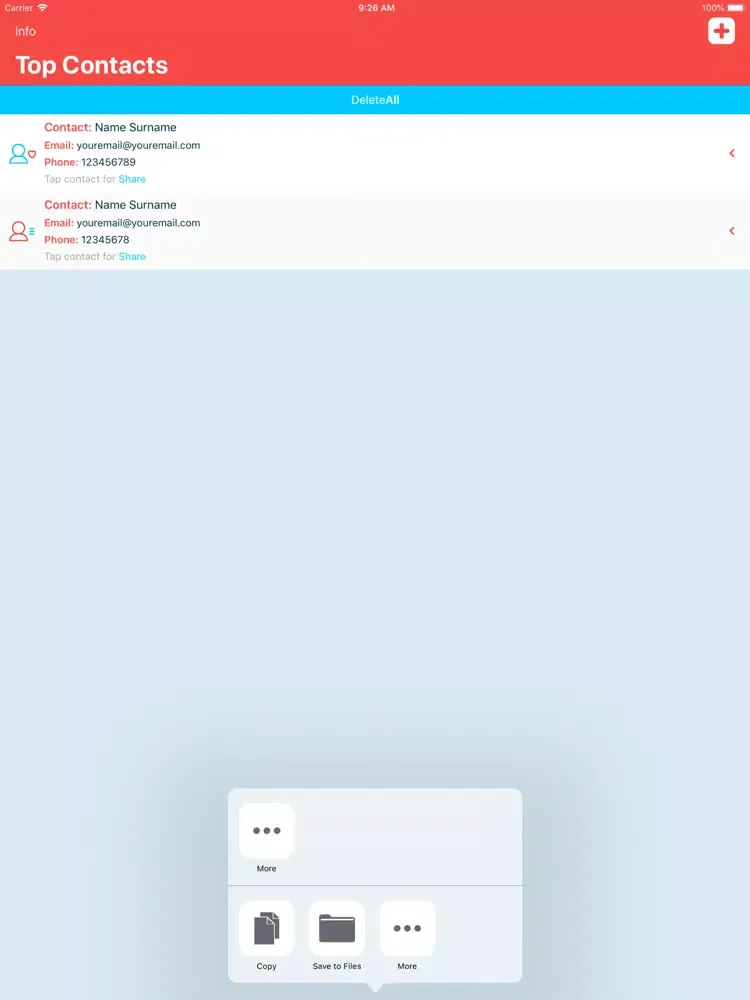 Ảnh chụp màn hình của PrefApp iPad 