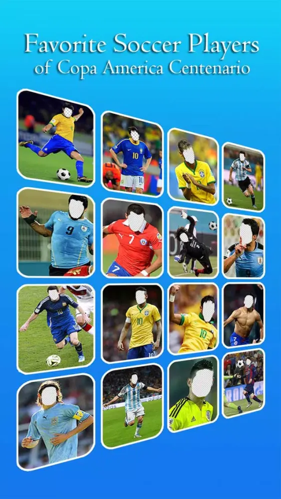 Tangkapan layar Faceswap HD For Copa America 2016 - Switch Face with Super Star Soccer Player Photo Frames Templates