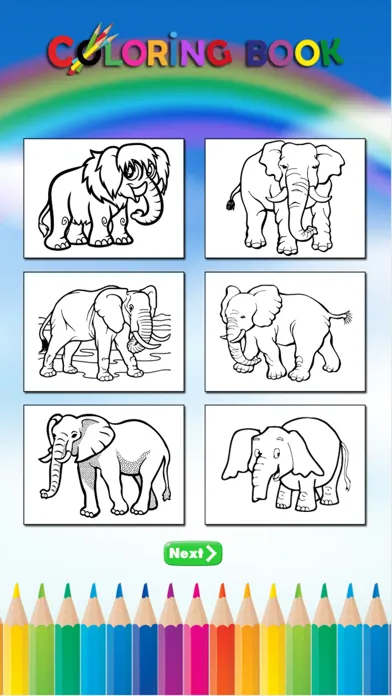 Zrzuty ekranu elephant coloring book for kids : learn to paint elephants and mammoth