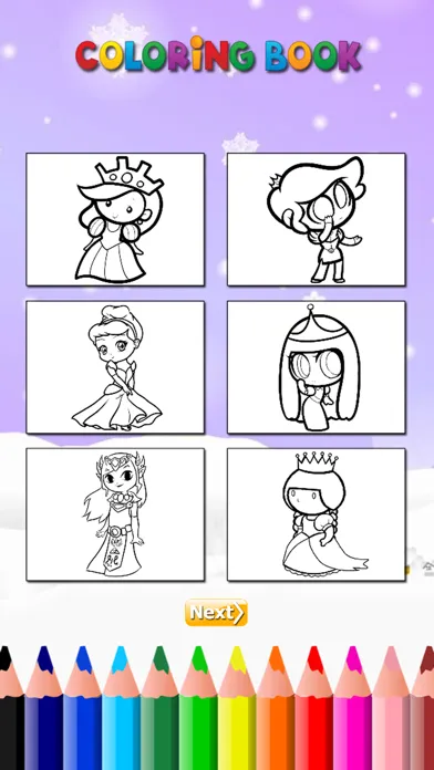 Capturas de pantalla de The Princess Coloring Book: Learn to paint and color, Free games HD for children