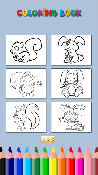 Tangkapan layar Cute Squirrel & Rabbit - Game coloring book for me