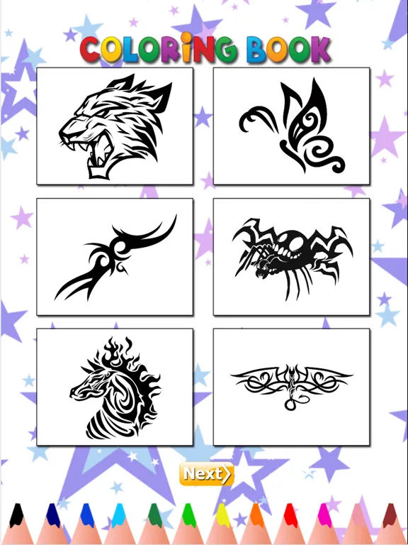Coloring Book Tattoo Design: Painting Picture Tribal Tattoos Free Edition iPad 应用截图