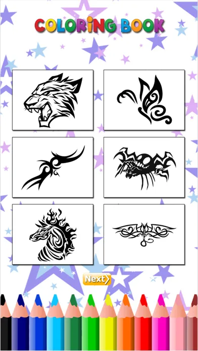 Coloring Book Tattoo Design: Painting Picture Tribal Tattoos Free Edition应用截图