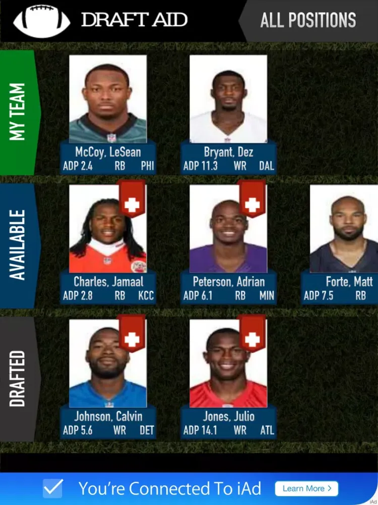 Fantasy Football Draft Assistant Free iPad 應用截圖