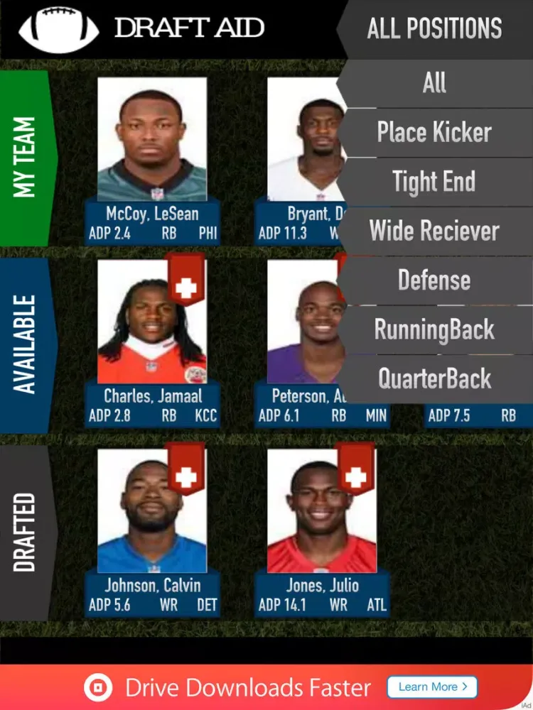 Fantasy Football Draft Assistant Free iPad 應用截圖
