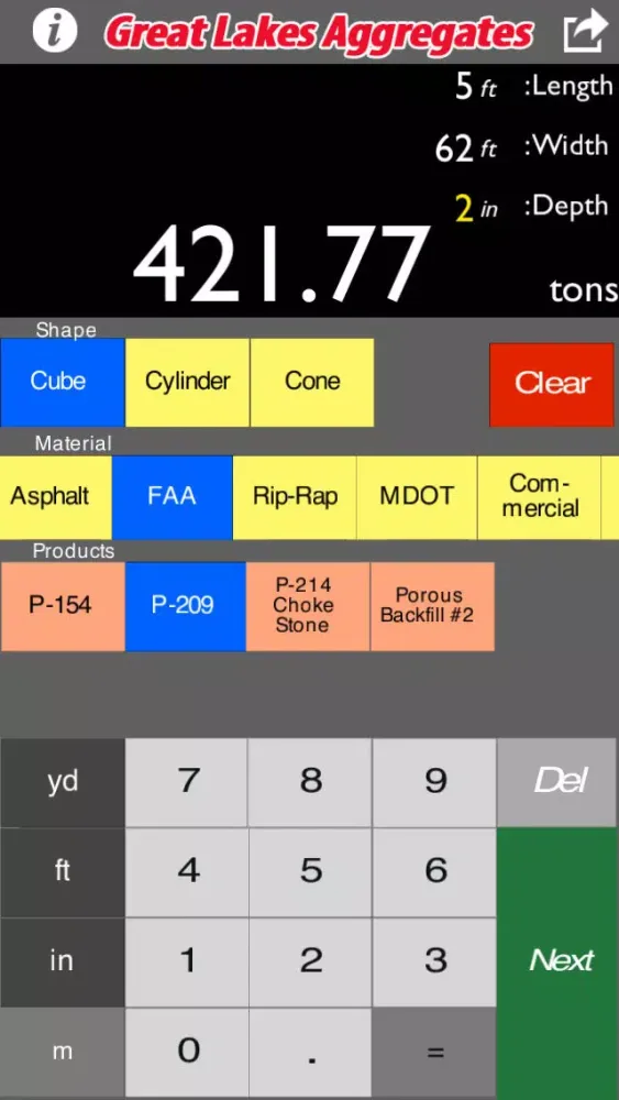 Screenshot di Material Calculator Estimator