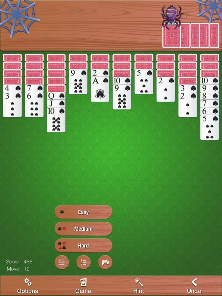 Relaxed Spider Solitaire Pro iPad  Screenshots