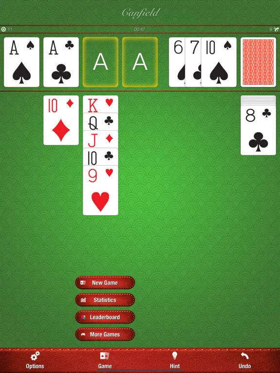 Capturas de tela do Fast Canfield iPad 