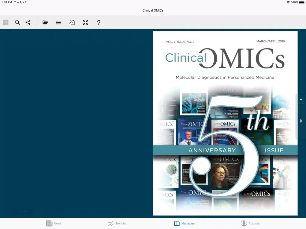 Ảnh chụp màn hình của Clinical OMICs iPad 
