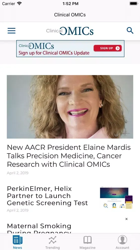 Ảnh chụp màn hình của Clinical OMICs