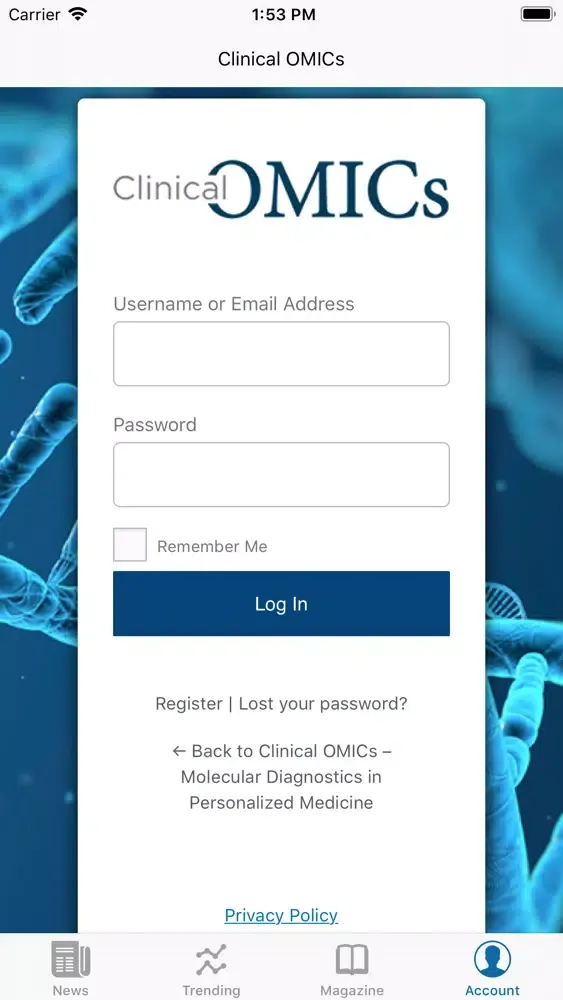 Ảnh chụp màn hình của Clinical OMICs