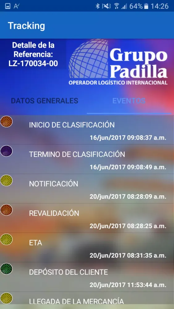 Screenshot di Tracking Grupo Padilla