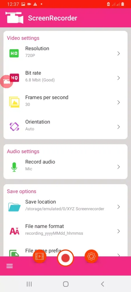 Video screen recorder MP4 Screenshots