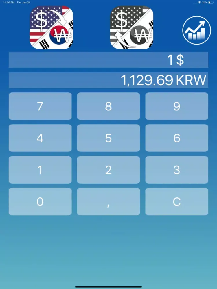 US Dollar Korean Won converter iPad  Screenshots