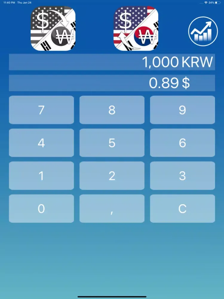 US Dollar Korean Won converter iPad  Screenshots