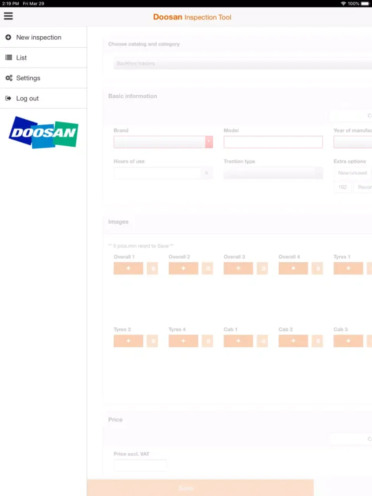 صور Doosan Inspection Tool iPad 