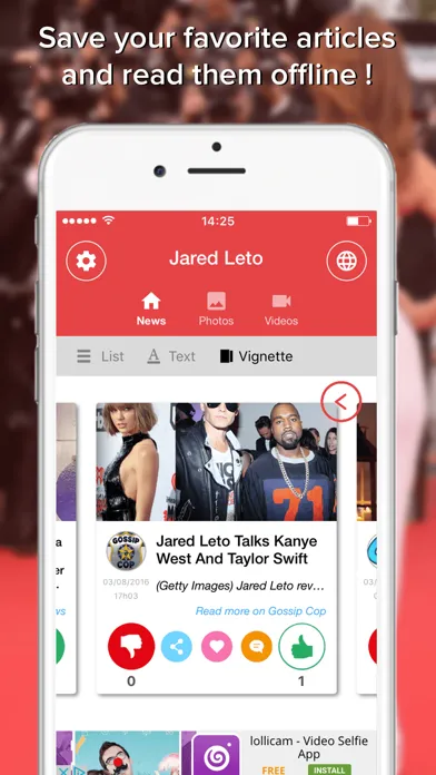 Captures d'écran de Gossip Addict all about your favorite celebrities