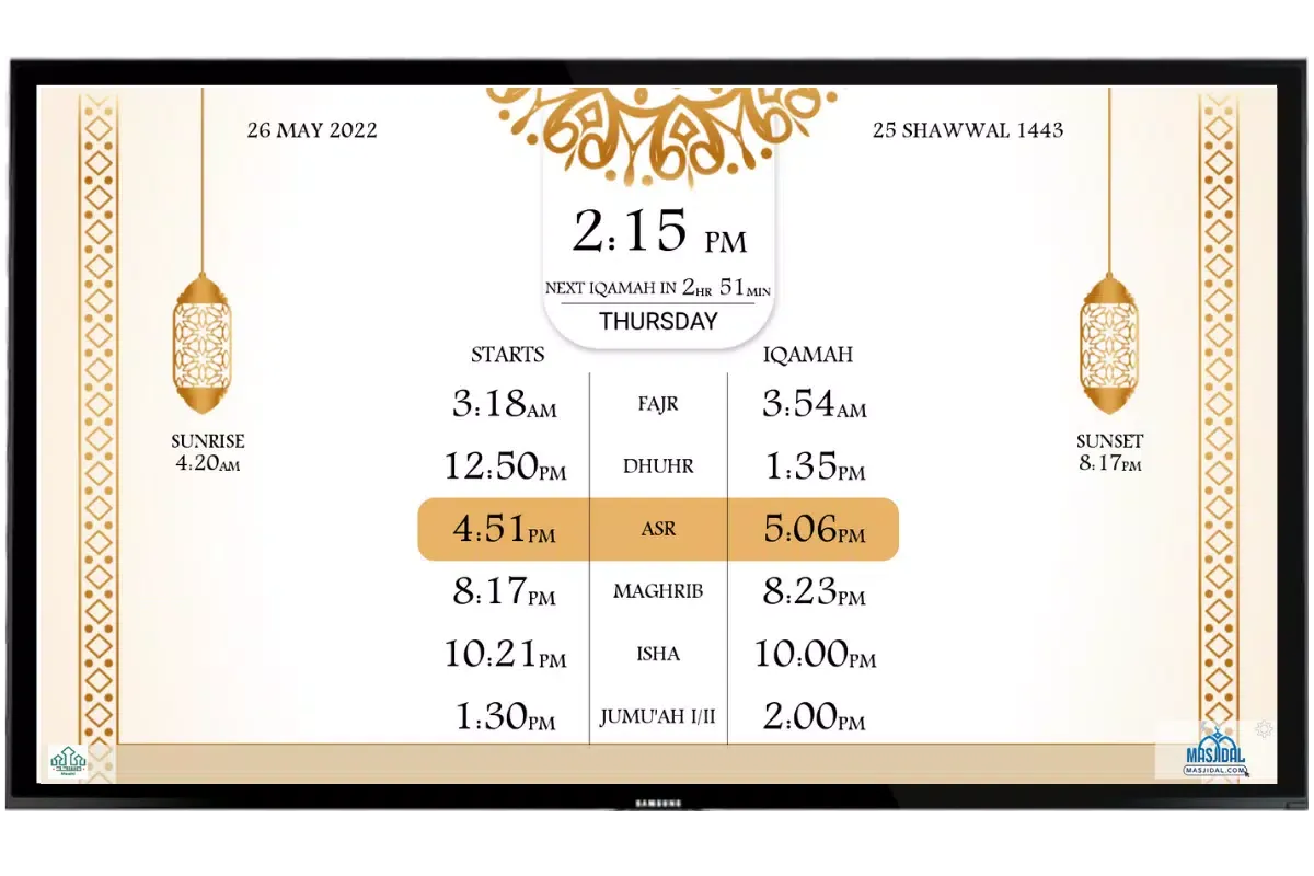 Ảnh chụp màn hình của Al-Iqamah (Masjid Signage)