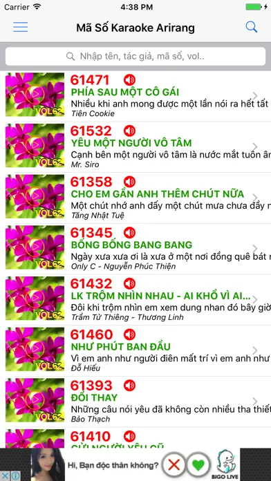 Capturas de tela do Mã Số Karaoke Arirang Mới Nhất