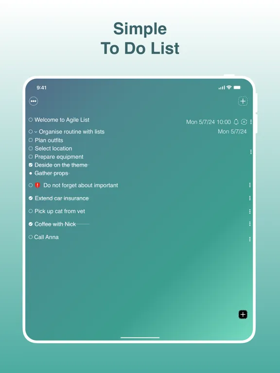 Tangkapan layar Agile List - Checklist & Tasks iPad 