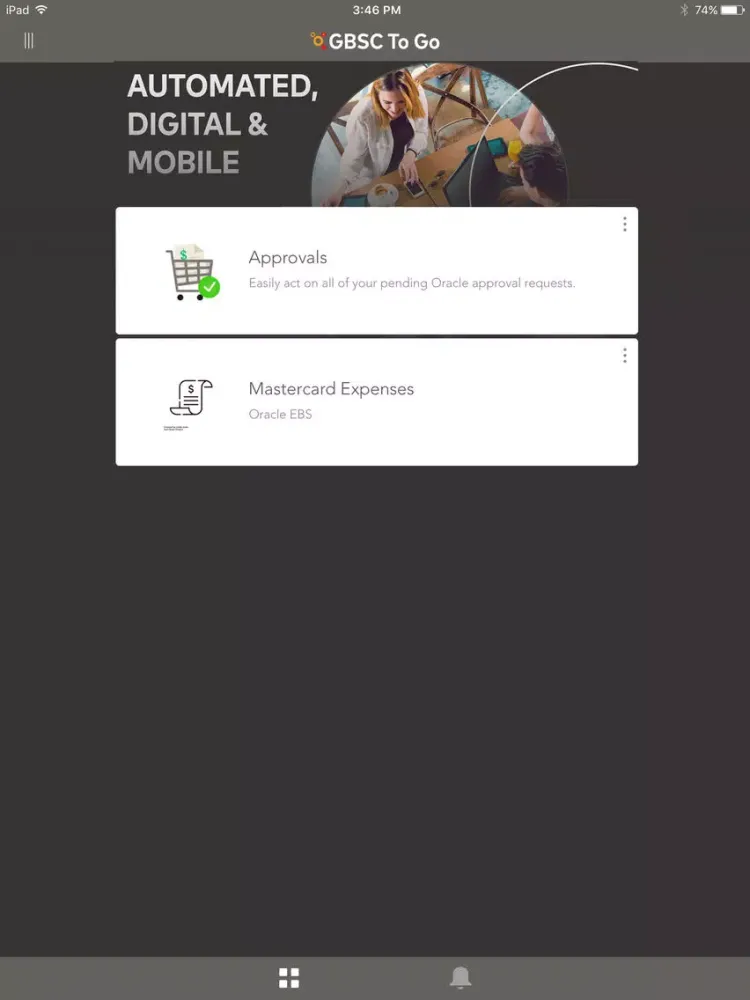 Capturas de tela do Mastercard GBSC To Go iPad 