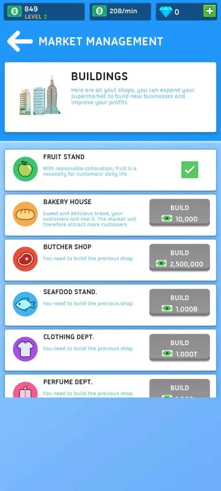 Idle Mini Market Tycoon Game Screenshots