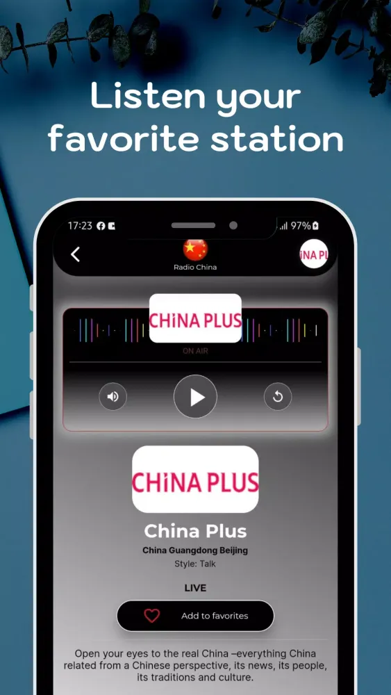 Capturas de tela do Radio China