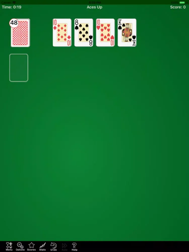ภาพหน้าจอของ Aces Up Solitaire. iPad 
