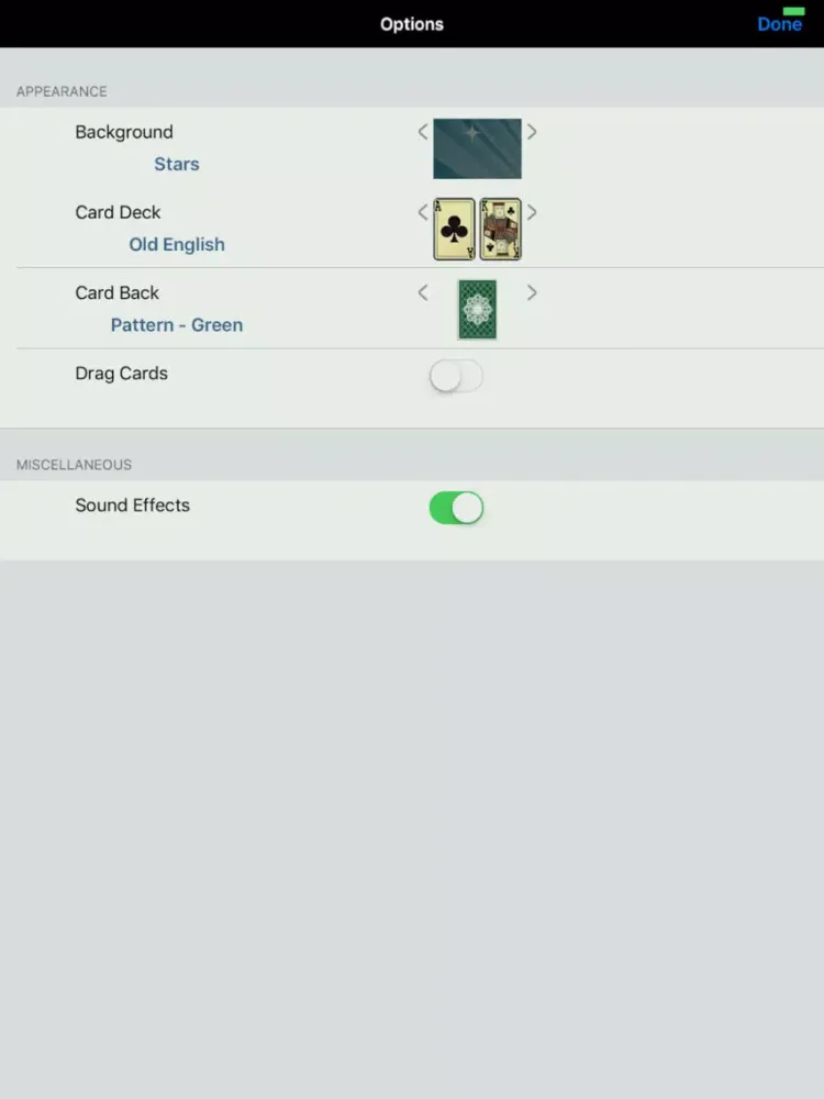 ภาพหน้าจอของ Aces Up Solitaire. iPad 