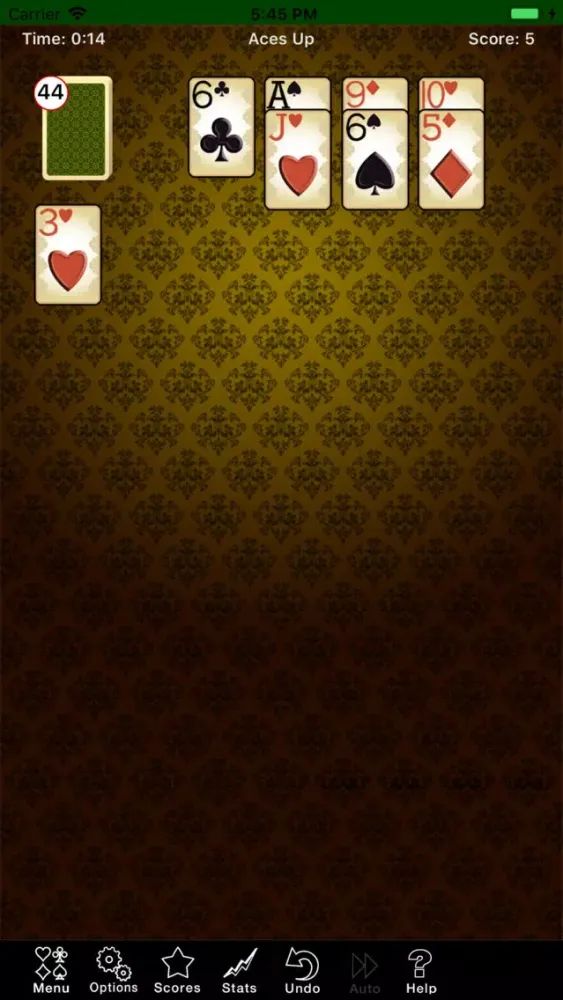 ภาพหน้าจอของ Aces Up Solitaire.