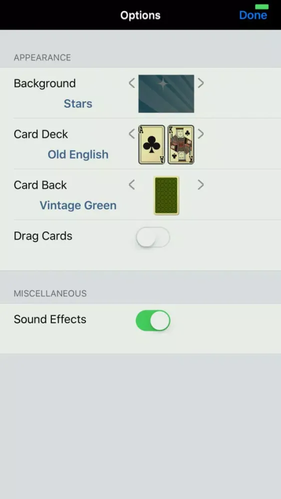 ภาพหน้าจอของ Aces Up Solitaire.