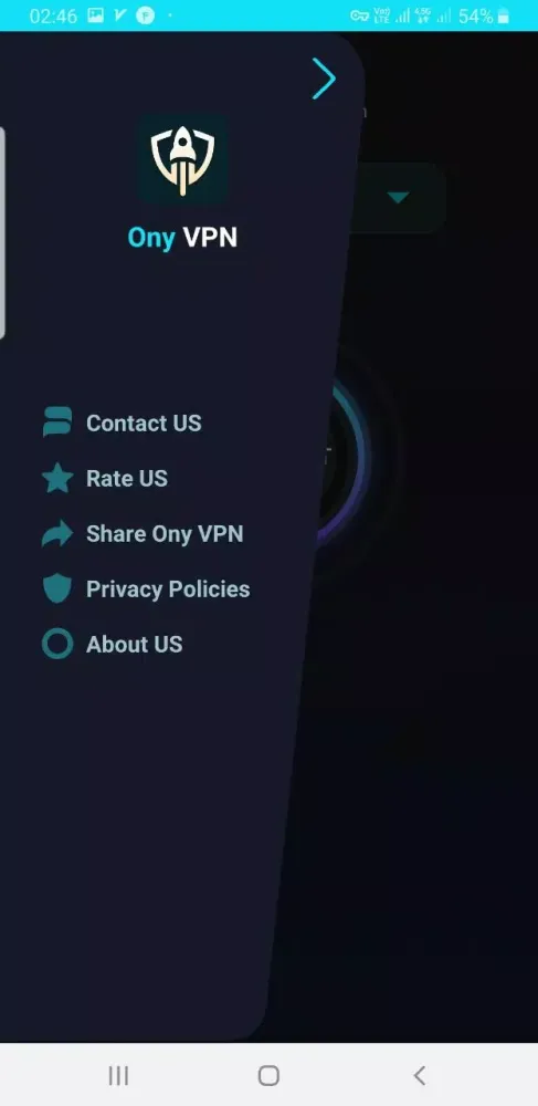Tangkapan layar ONY VPN