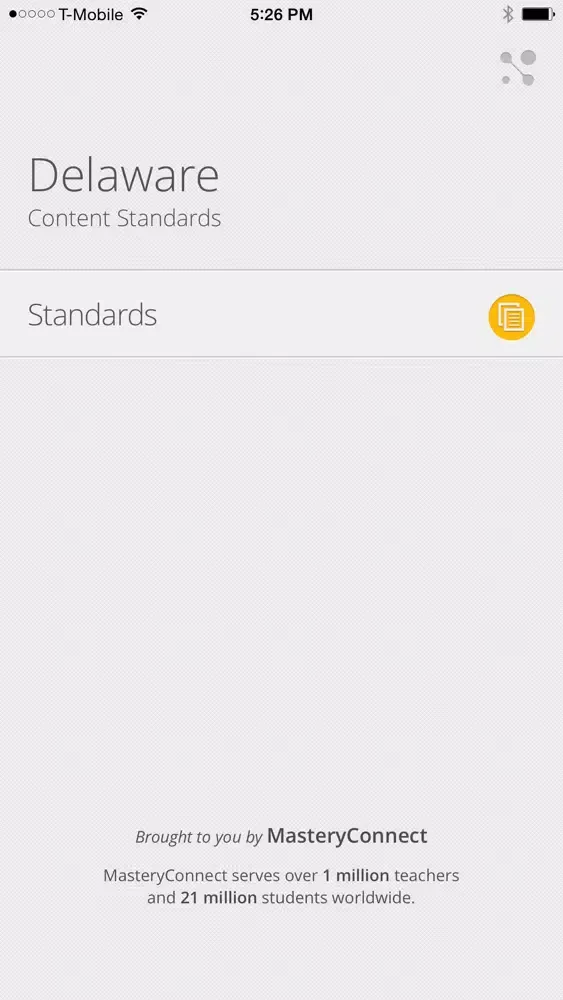 ภาพหน้าจอของ Delaware Content Standards