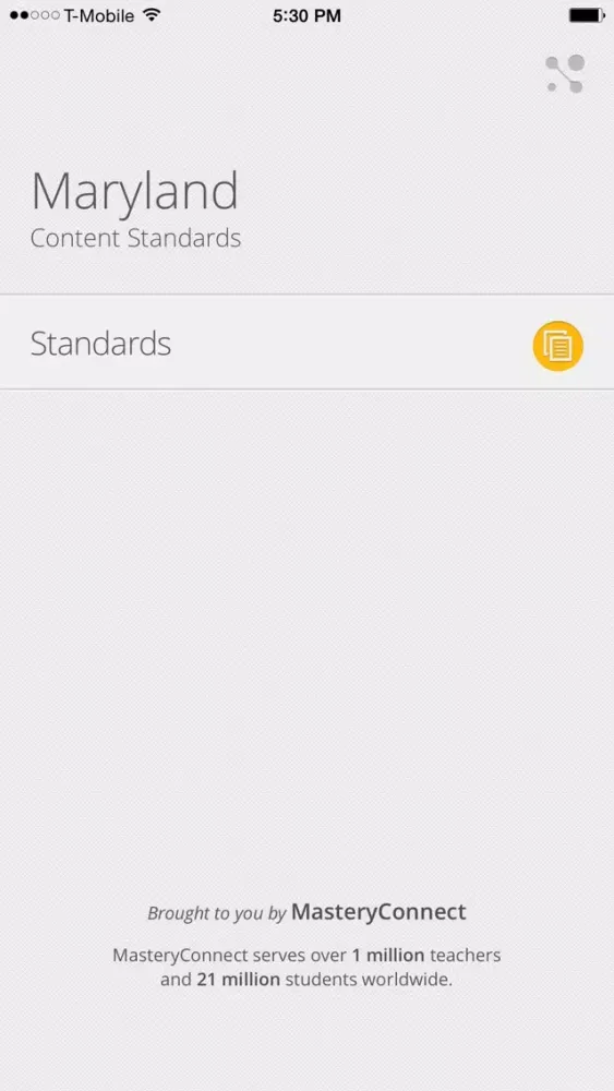 Captures d'écran de Maryland Content Standards