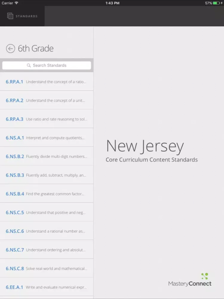 NJ Core Curriculum Content iPad  Screenshots